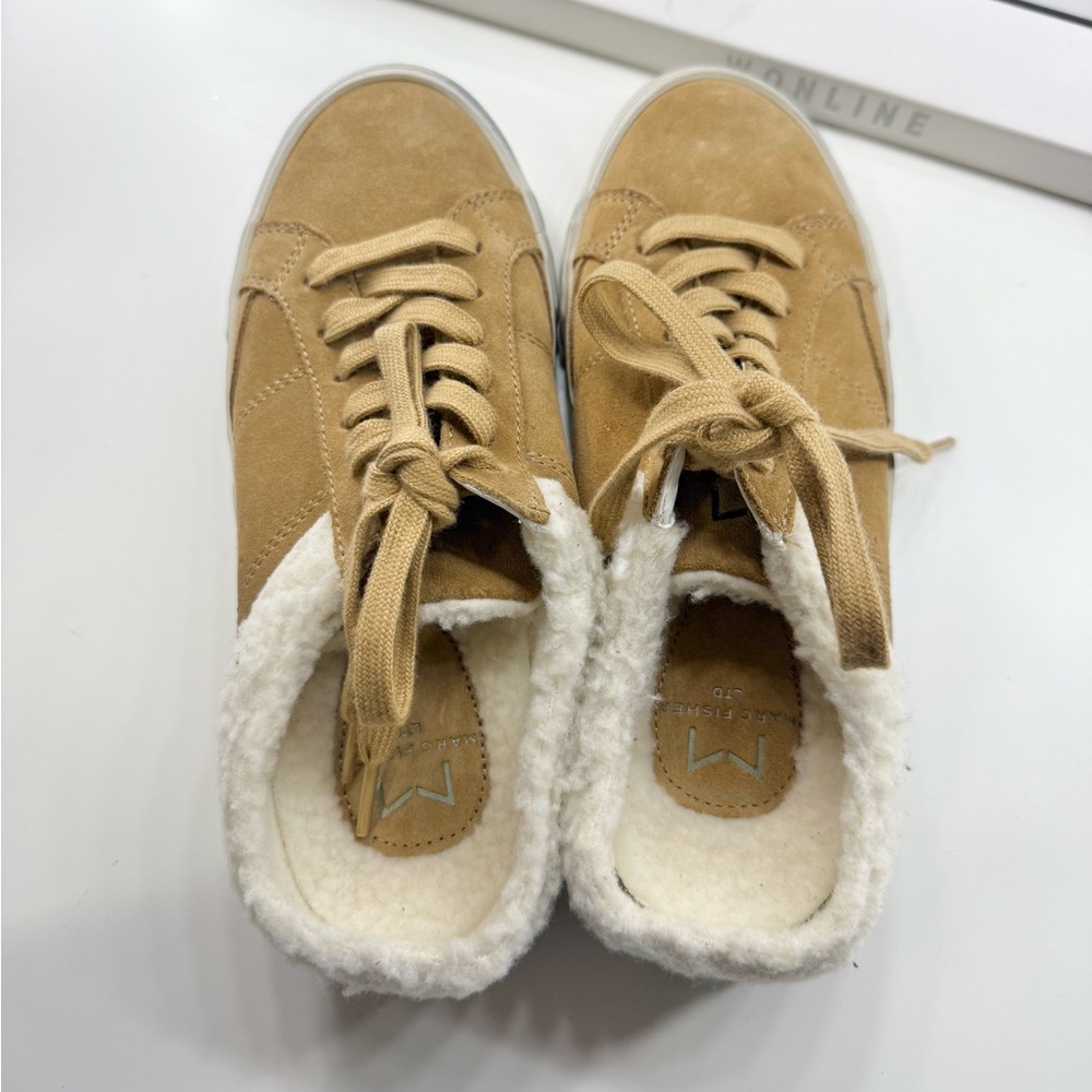 Marc Fisher LTD Faux Fur Mule Brown Sneakers